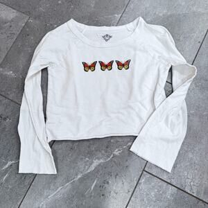 Girls T2love White Long Sleeve Sweatshirt with Vibrant Butterfly Design, size 10
